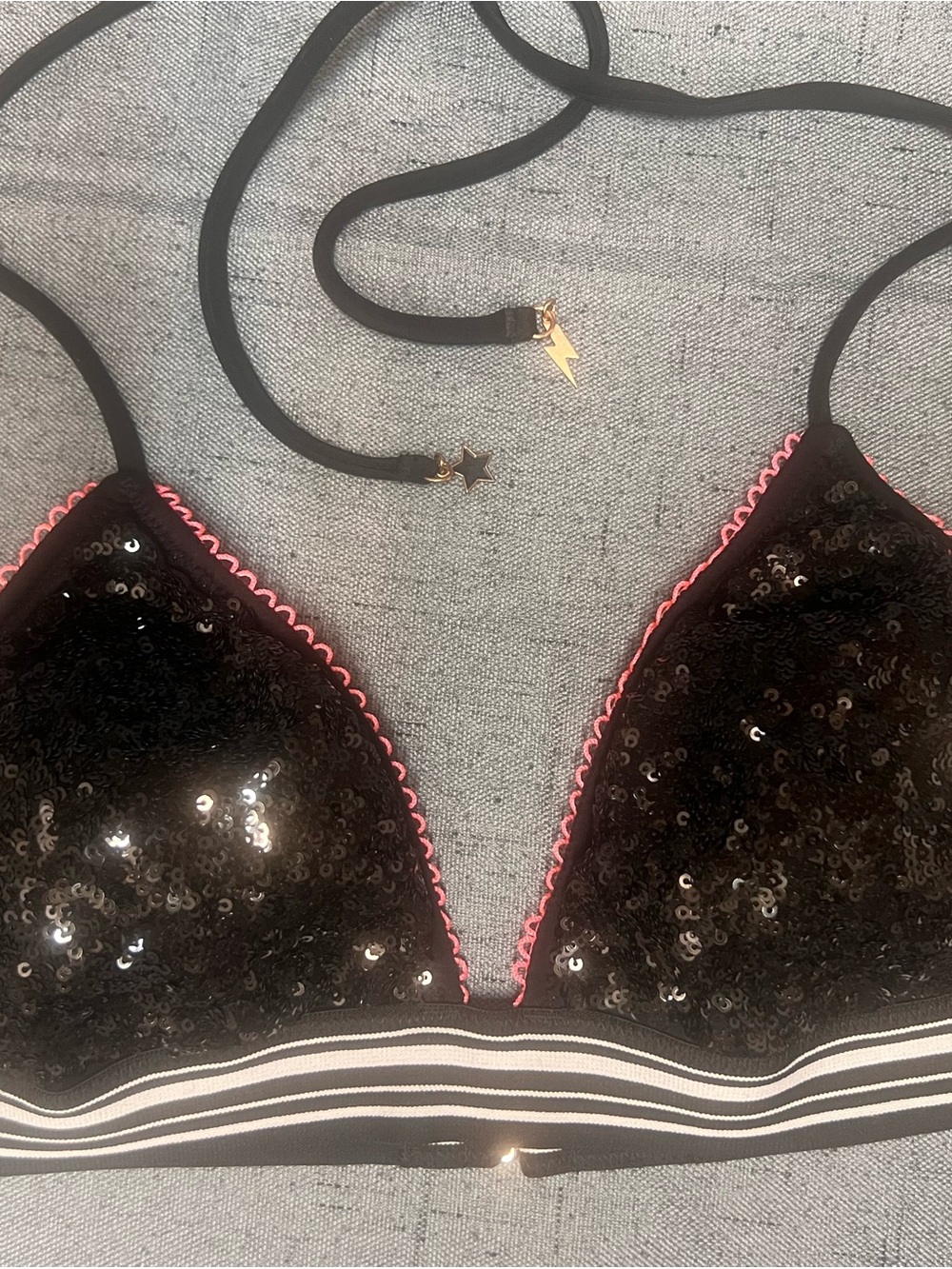 Victoria's Secret Black Bikini Too with Hot Pink Trim